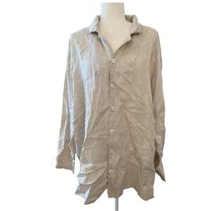 Flax By Jeanne Engelhart Linen Lagenlook Tunic Shirt